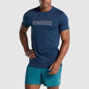 Gymshark Arrival Navy Logo Outline Dry-fit Men’s Tee T-Shirt Athletic Workout
